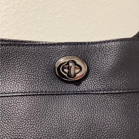 Coach Edie Dark Blue Leather Shoulder Bag - Picture 7 of 8